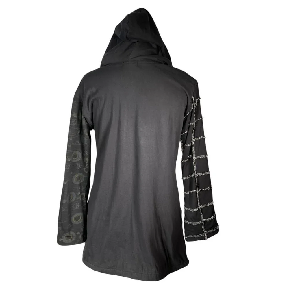 Windhorse Black Patchwork Jacket Whimsigoth Sweatshirt Zip Embroidered Hoodie